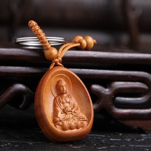 Móc khóa gỗ hình Phật A Di Đà