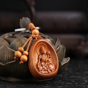Móc khóa gỗ hình Phật Phổ Hiền Bồ Tát