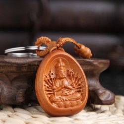 Móc khóa gỗ hình Phật Quan Âm Nghìn Tay